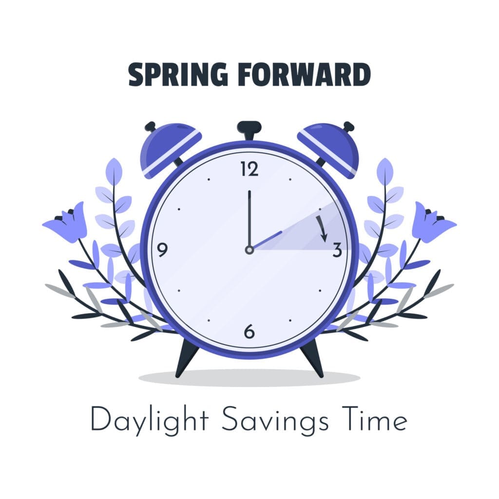 spring-forward-with-clock-concept-free-vector